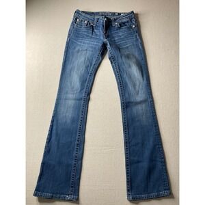 Miss Me women's mid-rise bootcut jeans with Fleur De Lis Size 27